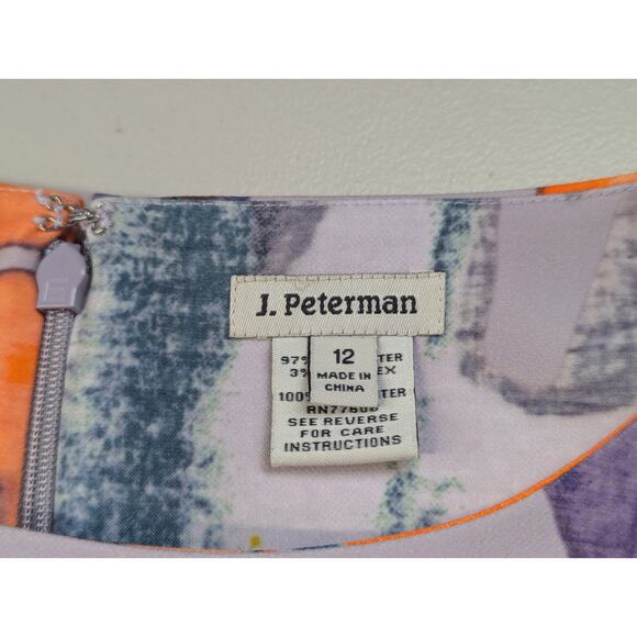 J Peterman Floral Maxi Dress Womens 12 Orange Purple Colorful Wedding Resort - Picture 2 of 8